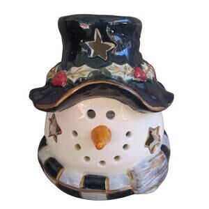 Crazy Mountain Snowman Tealight Candle Holders Holiday Christmas Winter Decor